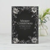 シルバークリスマスフラワーグリーティングカード 招待状 (スタンド正面)