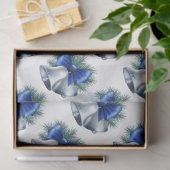 シルバークリスマスベルとブルーボウ 薄葉紙 (ギフト)