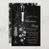 シルバークリスマスボールシャンパンカンパニーパーティー 招待状 (正面/裏面)