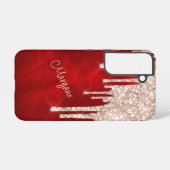 シルバークリムゾングリッタードリップスオンレッドモノグラム SAMSUNG GALAXYケース (裏面横)