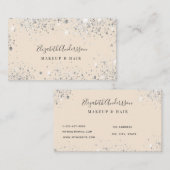 シルバークリームグリッターのダストメイクアップヘア美しい 名刺 (正面/裏面)