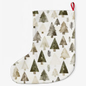 シルバークリームグリーンのクリスマスツリー ラージクリスマスストッキング (裏面)