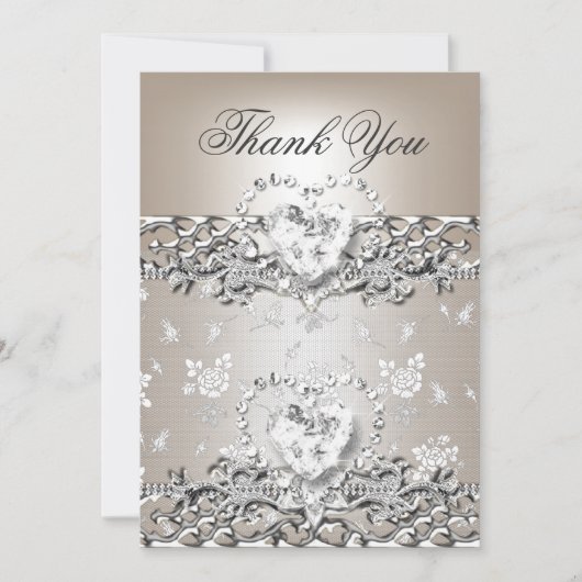 シルバークリ結婚ームダイヤモンドハート サンキューカード (正面)