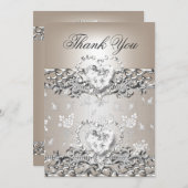 シルバークリ結婚ームダイヤモンドハート サンキューカード (正面/裏面)
