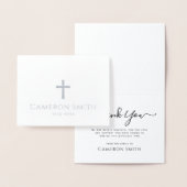 シルバークロスと名前の損失悔やみや弔慰感謝していユー 箔カード (ディスプレー)