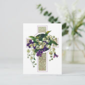 シルバークロスと紫色の花 ポストカード (スタンド正面)