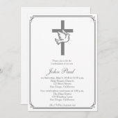 シルバークロスアンド鳩の確認招待状 招待状 (正面/裏面)