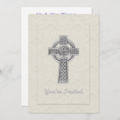 シルバークロスオンアイボリーダマスク招待されました 招待状 (正面/裏面)