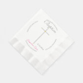 シルバークロスガールバプティスピンク 縁ありランチョンナプキン (角)