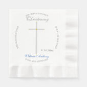 シルバークロス《キリスト教》洗礼式や命名式ブルーベビー名 縁ありランチョンナプキン (正面)