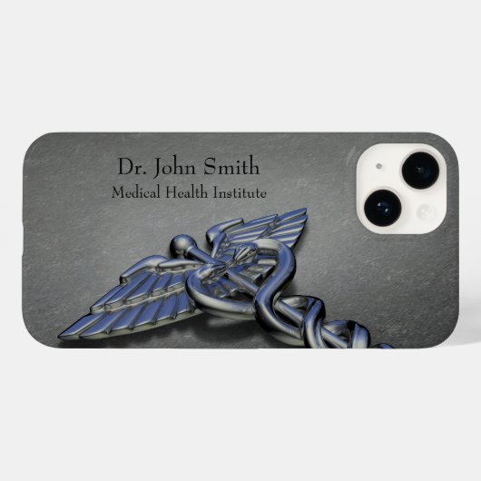 シルバークロムカドゥセウス記号プロフェッショナル医療 Case-Mate iPhoneケース (裏面 (横))