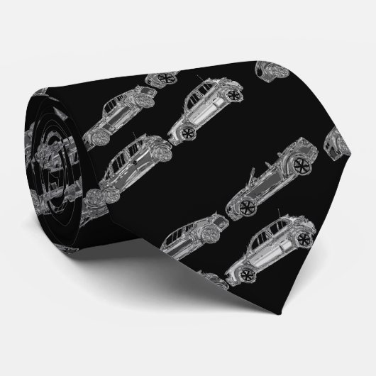 シルバークロムカービークル黒い背景 ネクタイ (ロール)