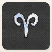 シルバークロムライクアリスン〔占星術の〕十二宮図標識 スクエアペーパーコースター (正面)