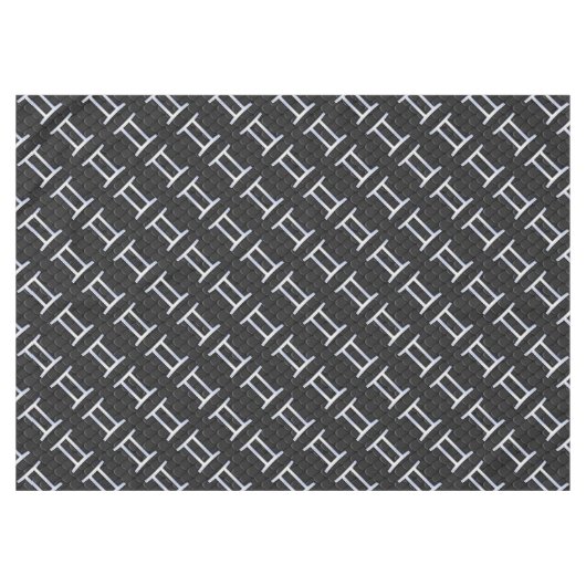 シルバークロムライクジェミニ〔占星術の〕十二宮図標識 テーブルクロス (正面(横))