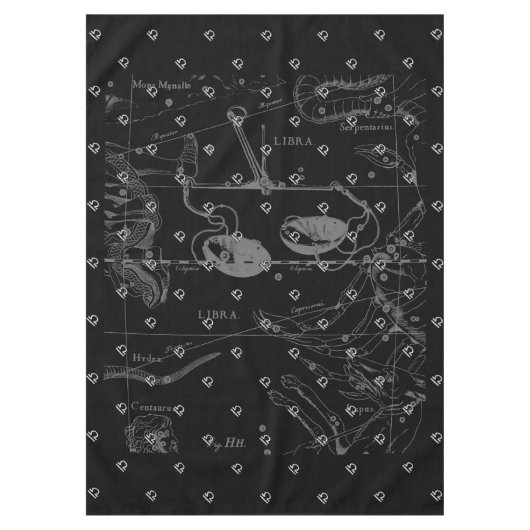 シルバークロムリブラ〔占星術の〕十二宮図サインオンヘベリウス テーブルクロス (正面)