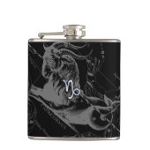 シルバークロームのような山羊座〔占星術の〕十二宮図サインヘベリウス フラスク (正面)