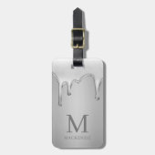 シルバークロームドリップス ホットリキッドメタル モノグラム ラゲッジタグ (正面縦)