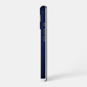 シルバークローム幾何グマ 青パイソンレザー iPhone 16ケース (左側面)