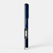 シルバークローム幾何グマ 青パイソンレザー iPhone 16ケース (右側面)