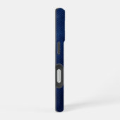 シルバークローム幾何学的な鷹の頭 青いパイソンの皮 iPhone 16ケース (右側面)