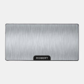 シルバーググレーミニマルブラッシュアルミニウムのテクスチャ デスクマット (正面)