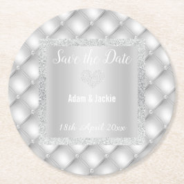 シルバーグモダンレーダイヤモンドは日付コースターを保存 ラウンドペーパーコースター