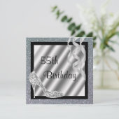 シルバーグライトリースティレット&ストリーマーズ55誕生日 招待状 (スタンド正面)