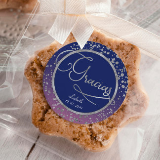 シルバーグラシア王室のスブルーピンクグラムギフトサンキューサンキュー スクエアシール