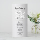 シルバーグラデーションの雪の結晶 冬の結婚式 プログラム (スタンド正面)
