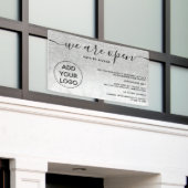 シルバーグラデーショングリッターのロゴ大理石オープン 横断幕 (ビルの外側)