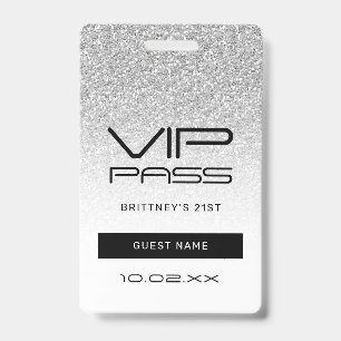 シルバーグラデーショングリッターグラムVIPパス21招待状 バッジ