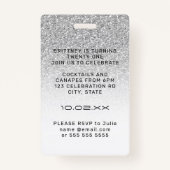 シルバーグラデーショングリッターグラムVIPパス21招待状 バッジ (裏面)