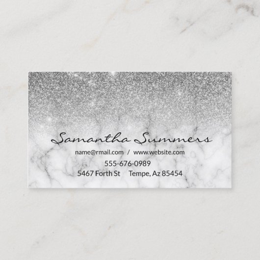 シルバーグラデーショングリッターマーブルカスタマイズグリッター 名刺 (裏面)
