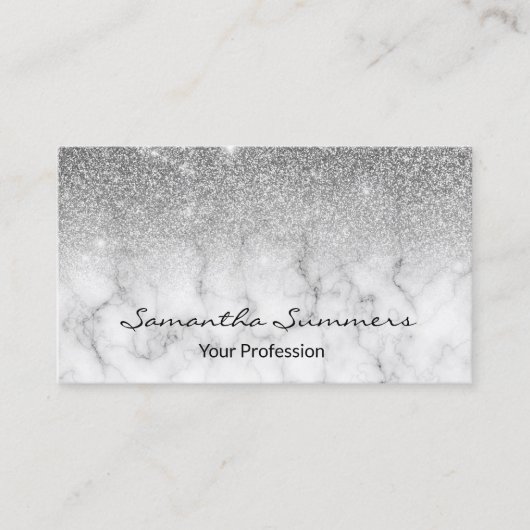 シルバーグラデーショングリッターマーブルカスタマイズグリッター 名刺 (正面)