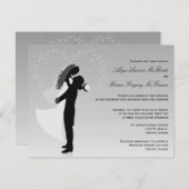 シルバーグラデーションシルエットフォーマル結婚式招待 招待状 (正面/裏面)