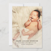 シルバーグラデーション新生児写真の生誕発表 案内状 (正面)