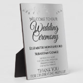 シルバーグラデーション&華やかなエレガントなウェディングウェルカム フォトプラーク (側面)