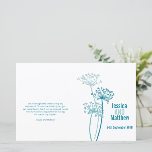 シルバーグラフィックモダンフラワー結婚式 プログラム (スタンド正面)