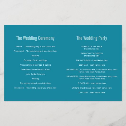 シルバーグラフィックモダンフラワー結婚式 プログラム (裏面)