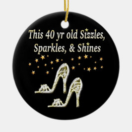 シルバーグラマラス40歳のデザイン セラミックオーナメント