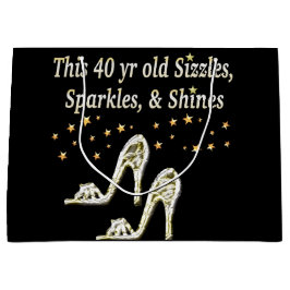 シルバーグラマラス40歳のデザイン ラージペーパーバッグ