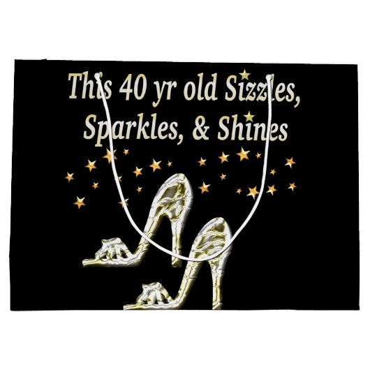 シルバーグラマラス40歳のデザイン ラージペーパーバッグ (裏面)