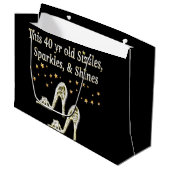 シルバーグラマラス40歳のデザイン ラージペーパーバッグ (正面アングル)