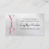 シルバーグラマリーダイヤモンドピンクグリッターVIPロイヤリティ 名刺 (正面)