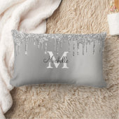 シルバーグラムアンドグリッター パーソナライズされた ランバークッション (ブランケット)