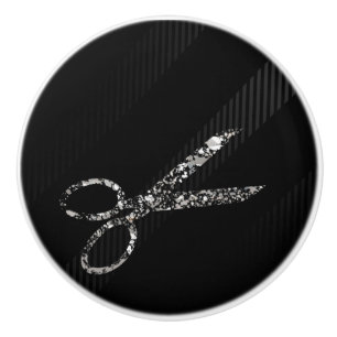 シルバーグラムグリッターはさみモダンシックサロン セラミックノブ