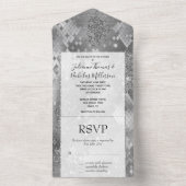 シルバーグラムグリッタースネークスキン オールインワン招待状 (内側)