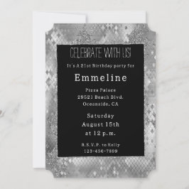 シルバーグラムグリッタースネークスキン 招待状