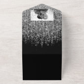 シルバーグラムグリッターモダンシックスパークル結婚ズ オールインワン招待状 (外側)