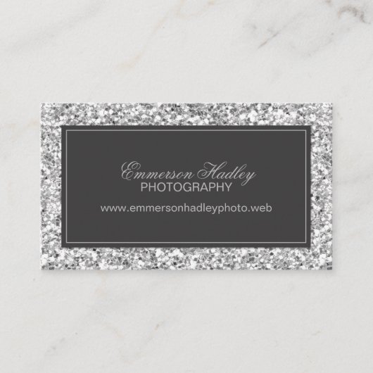 シルバーグラムフェイクグリッター 名刺 (正面)